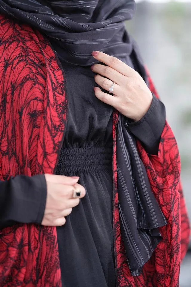 Roshny Abaya Garnet Red