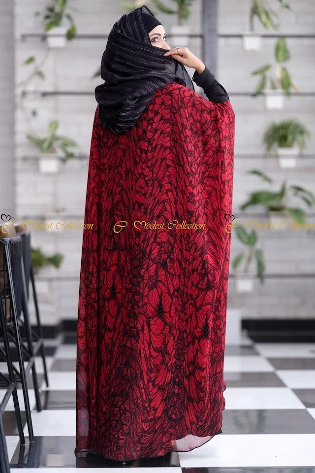 Roshny Abaya Garnet Red