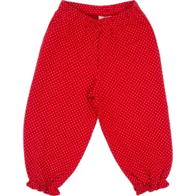 Ruffle Bloomer Pants- Red Bitty Dots