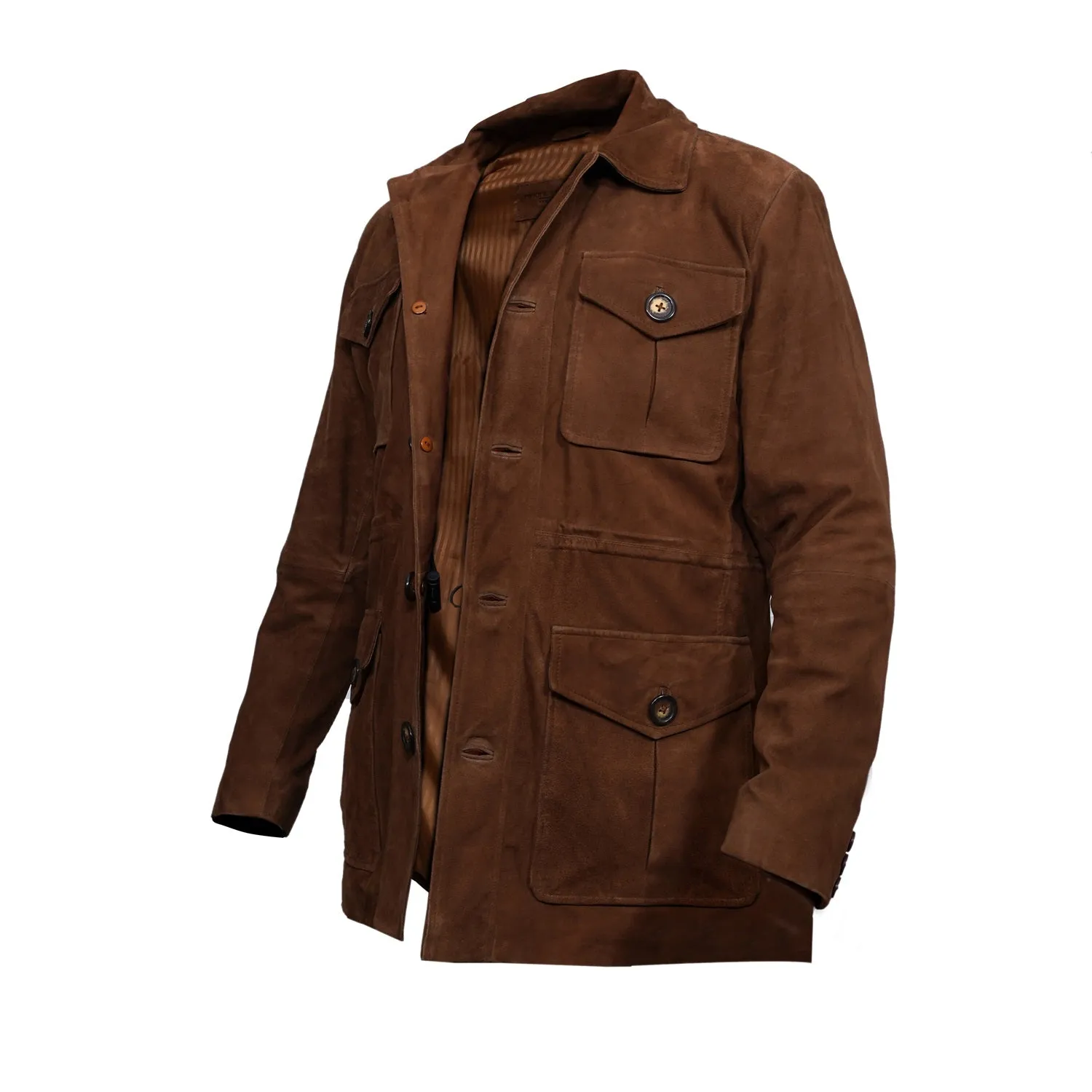 Safari Brown Goat Suede Leather Jacket