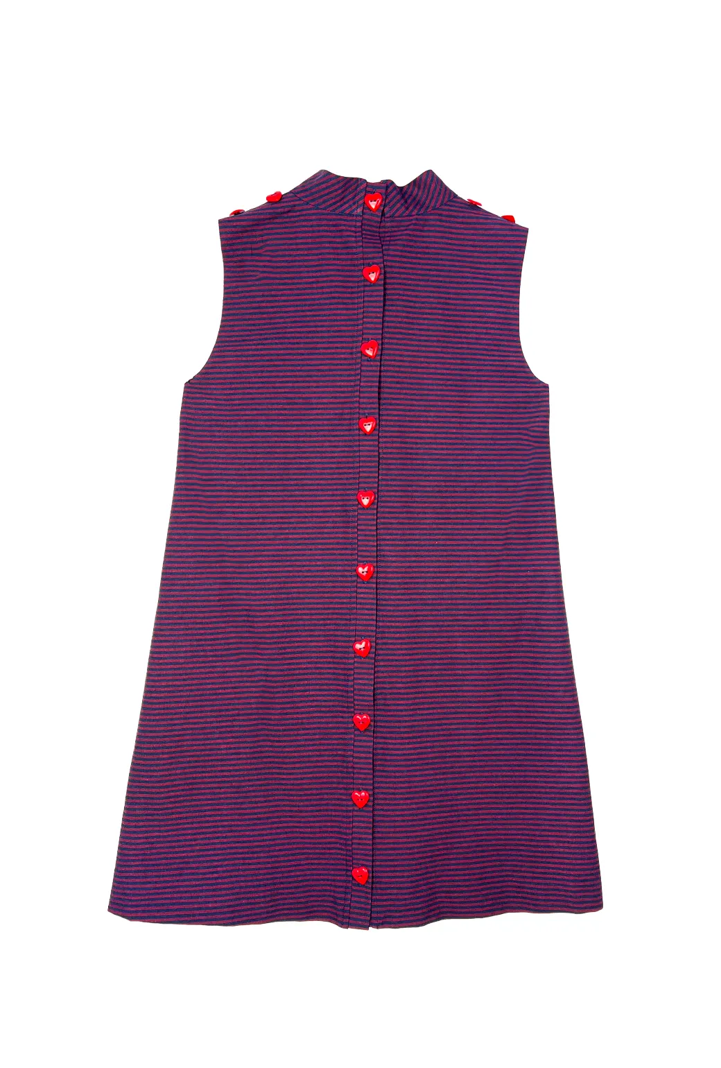 SAMPLE - Cape Dress - Navy & Red Stripe