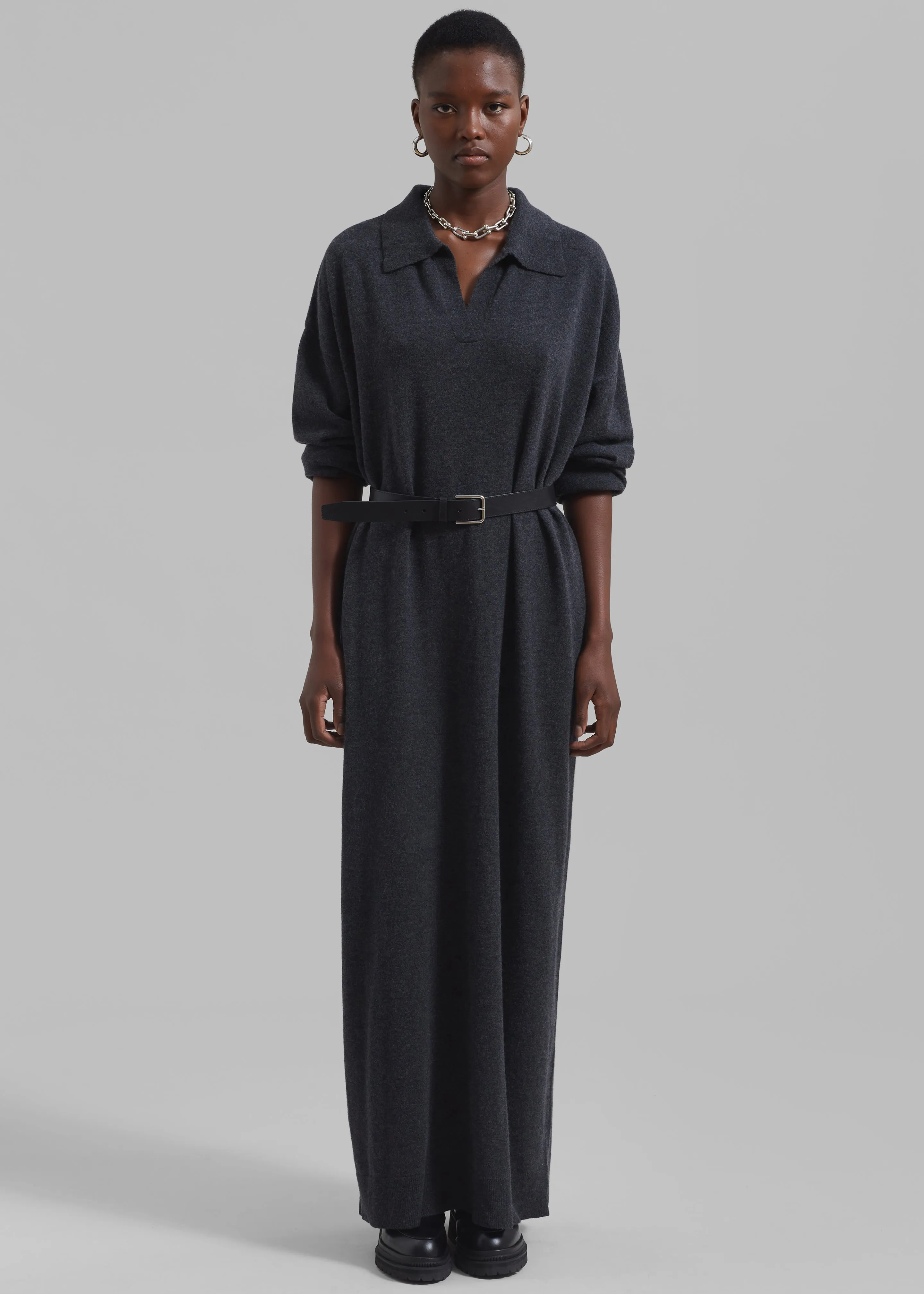 Siobhan Long Knit Dress - Charcoal