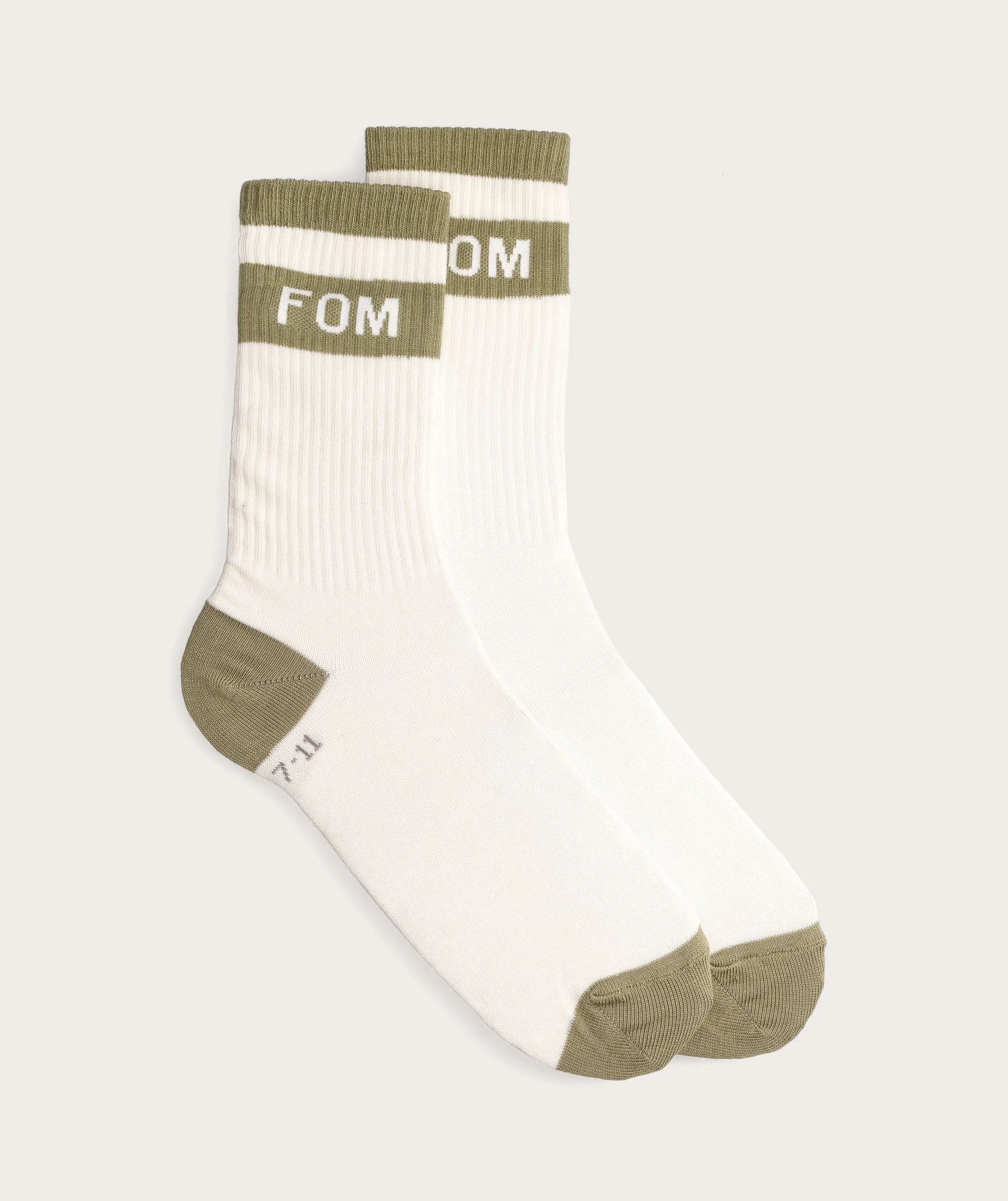 Socks FOM Crew - Cream & Olive (7-11)