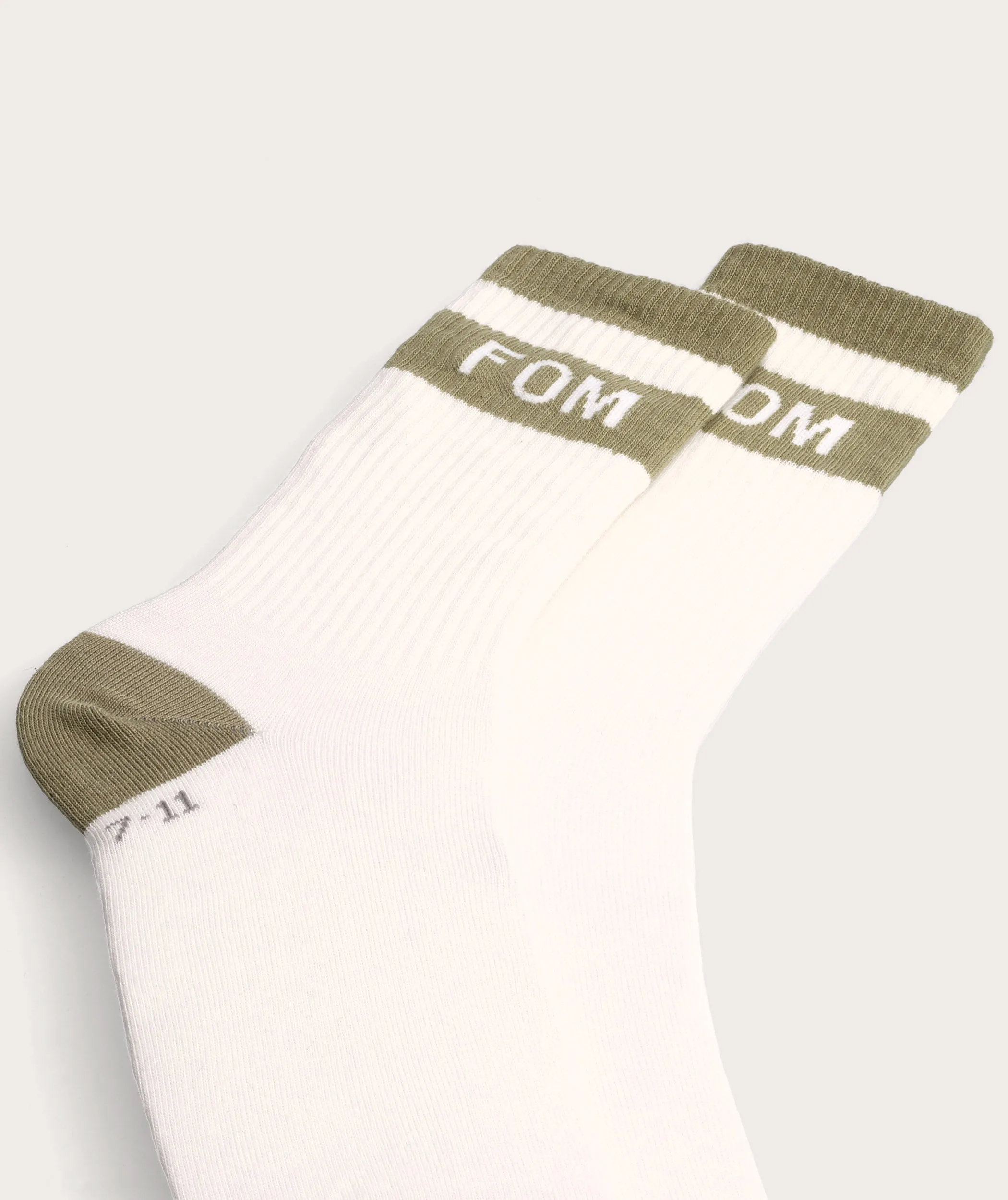 Socks FOM Crew - Cream & Olive (7-11)