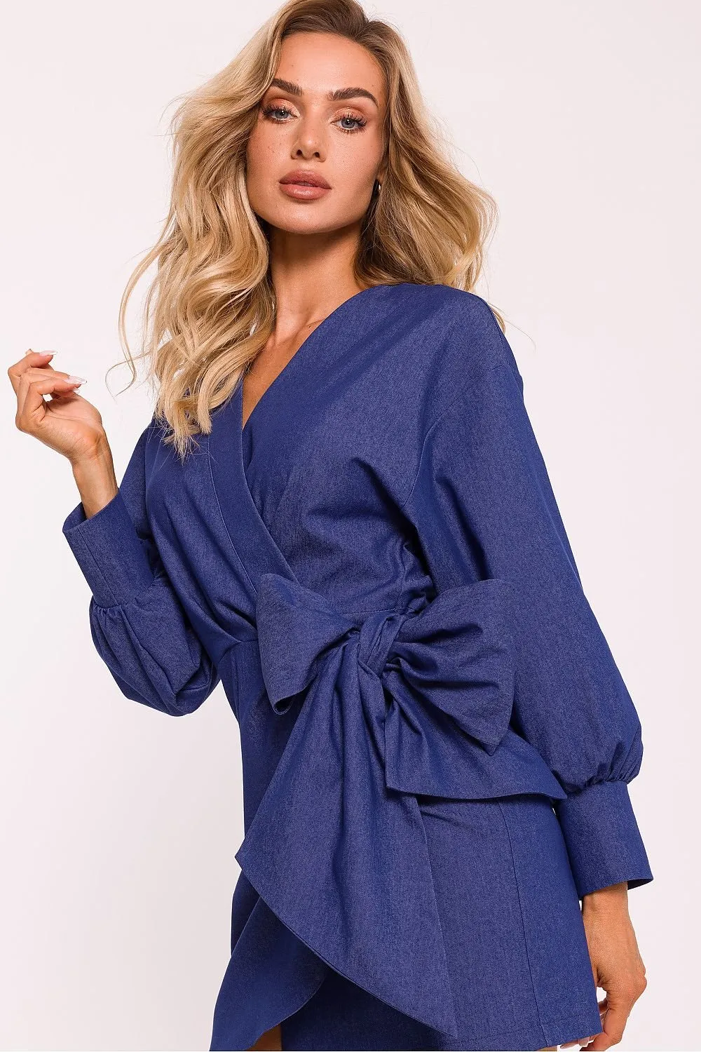 TEEK - Wrap Around Tied Waist Long Sleeve Mini Dress