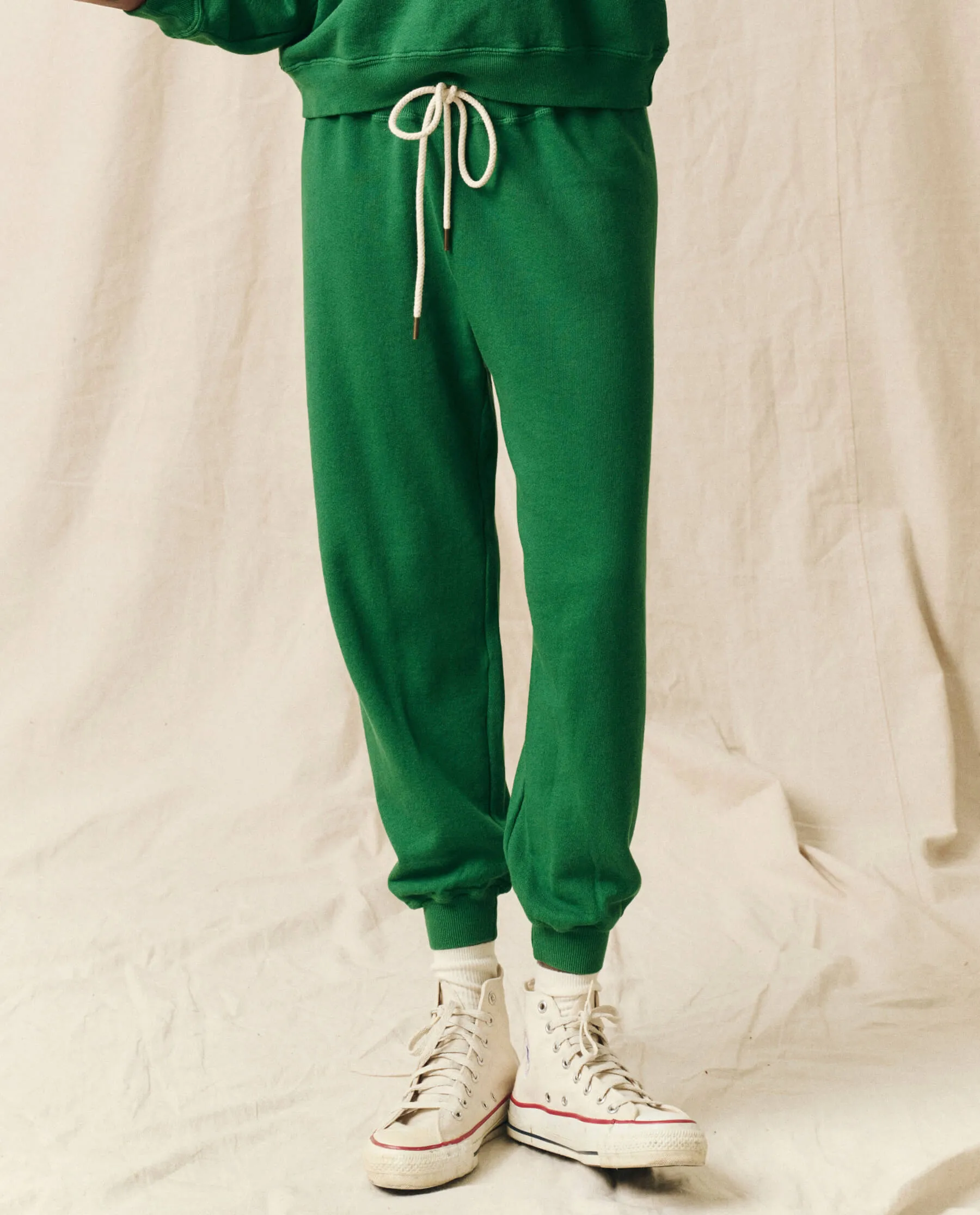 The Cropped Sweatpant. Solid -- Holly Leaf