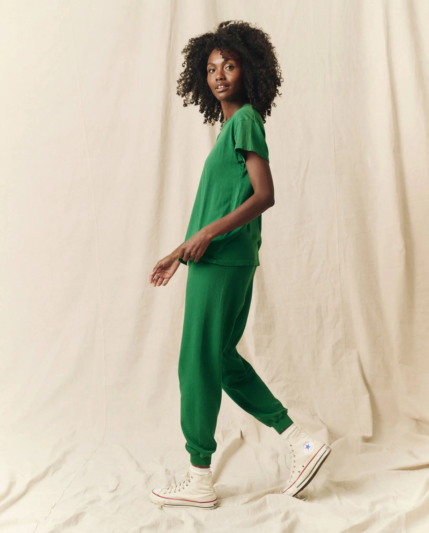 The Cropped Sweatpant. Solid -- Holly Leaf