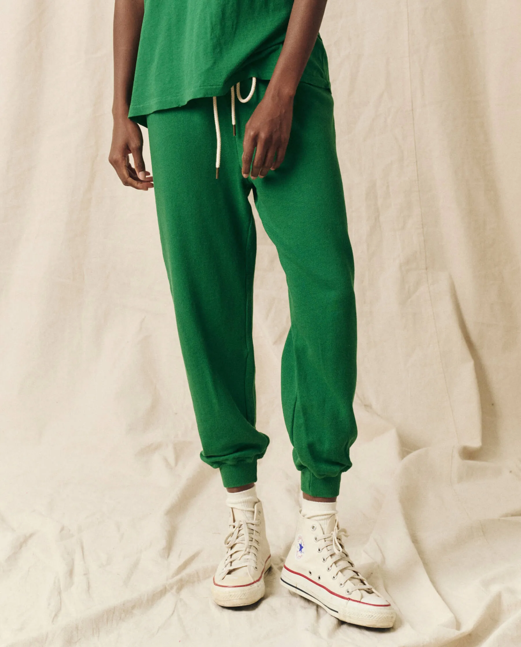 The Cropped Sweatpant. Solid -- Holly Leaf