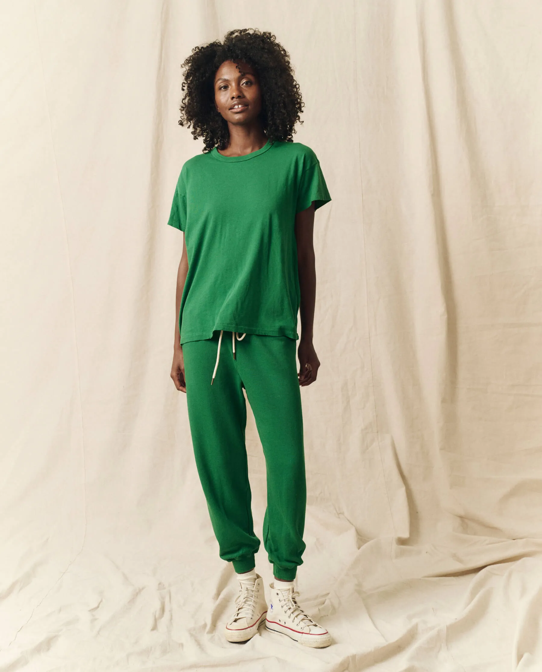 The Cropped Sweatpant. Solid -- Holly Leaf