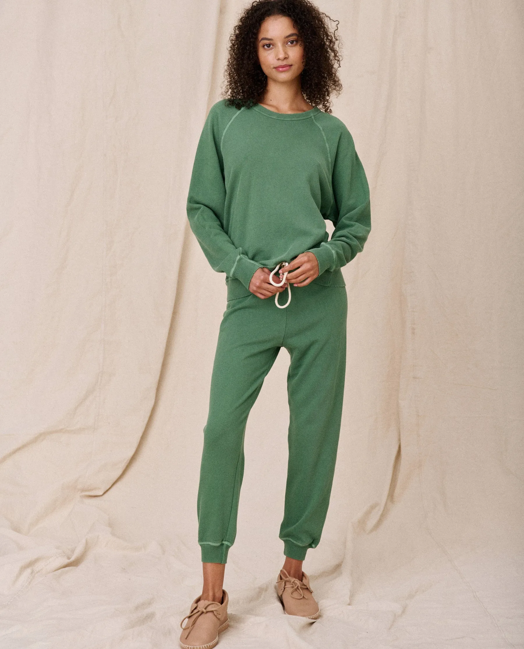 The Cropped Sweatpant. Solid -- Juniper