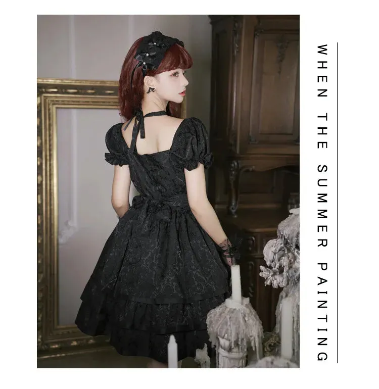 Thorns & Roses ~ Sweet Short Sleeve Lolita OP Dress Tiered Short Party Dress by Yomi