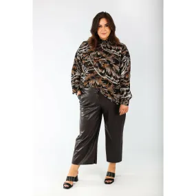 Ulla Popken Brown Leather Look Culottes