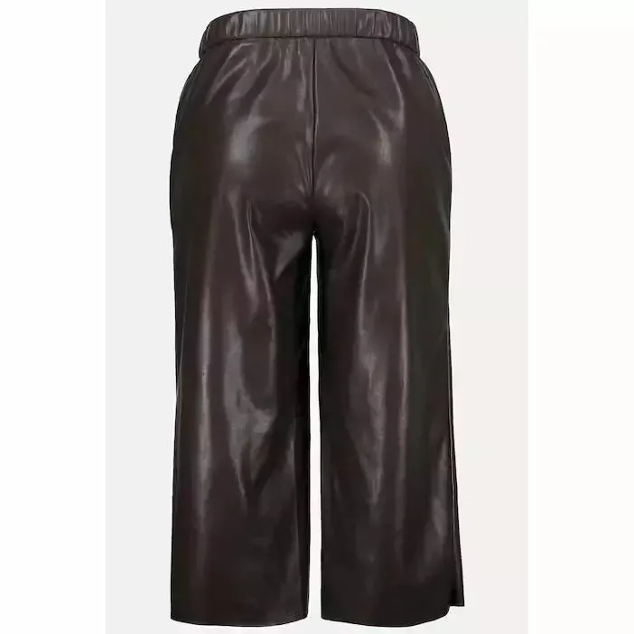 Ulla Popken Brown Leather Look Culottes