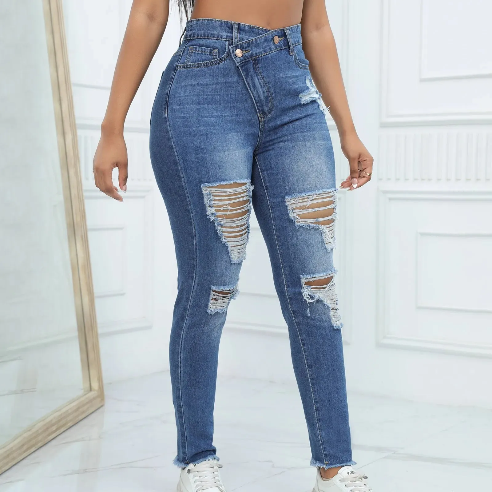 Vintage Oversized Distressed Skinny Jeans