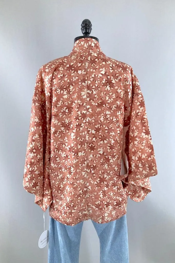 Vintage Terra Cotta Leaves Kimono Cardigan