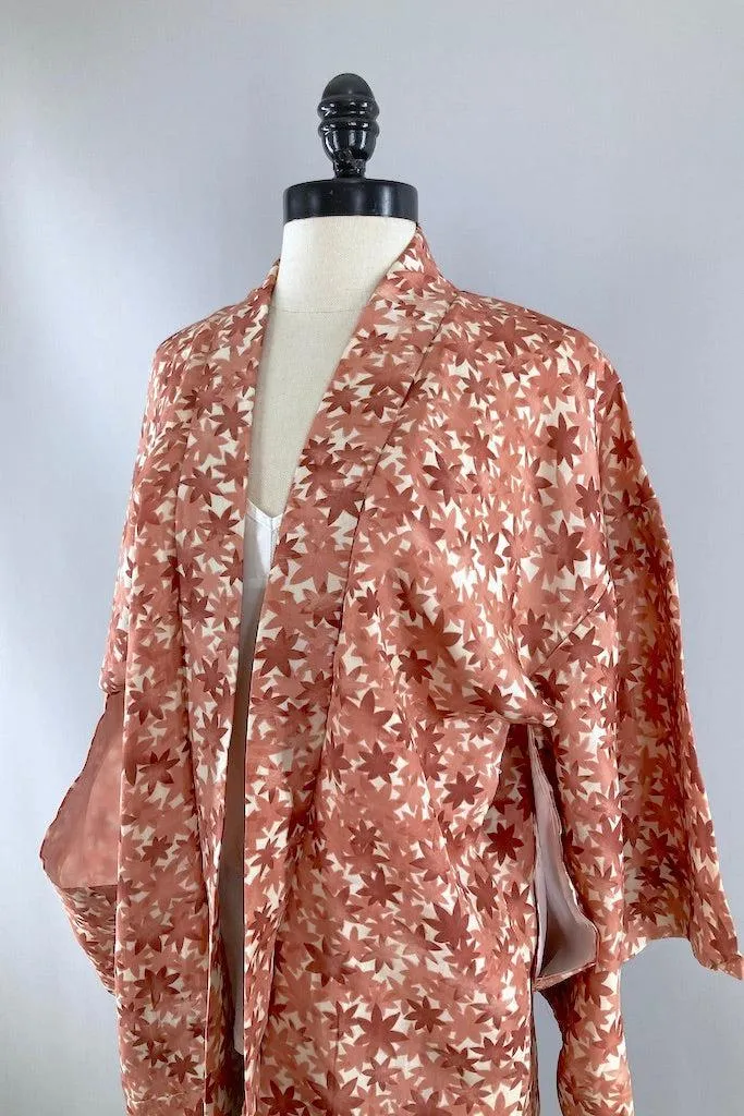 Vintage Terra Cotta Leaves Kimono Cardigan