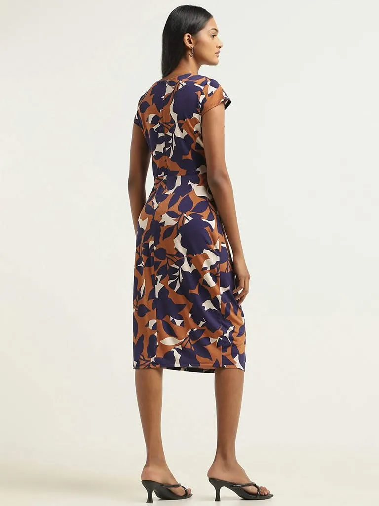 Wardrobe Navy Printed Wrap Dress