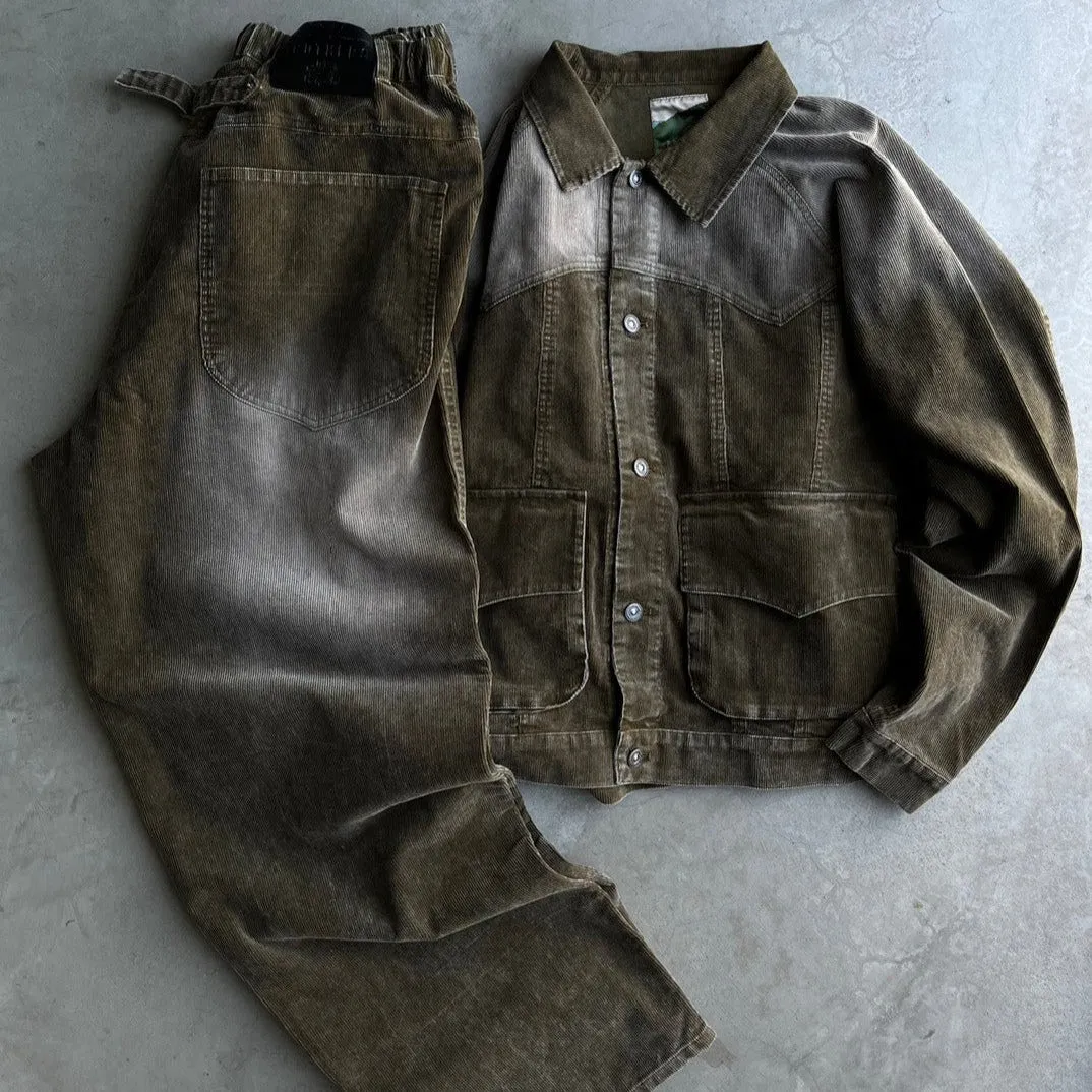 Western corduroy military jacket