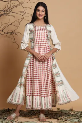 Women Ivory Liva Placement Print Dress