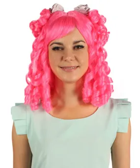 Womens Colonial Lady Pink Curly Wig | Premium Breathable Capless Cap