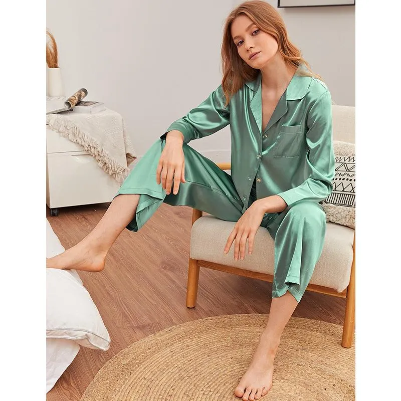 Women's Pajamas Loungewear Bathrobes Dressing Robes Home Wear Trousers Long Sleeve Suit Solid Color