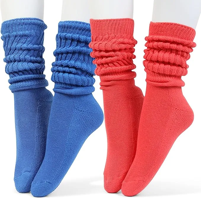 Women's Retro Slouchy Socks - 2 Pair Set for Iconic 80s & 90s Fashion - Size - 4-10