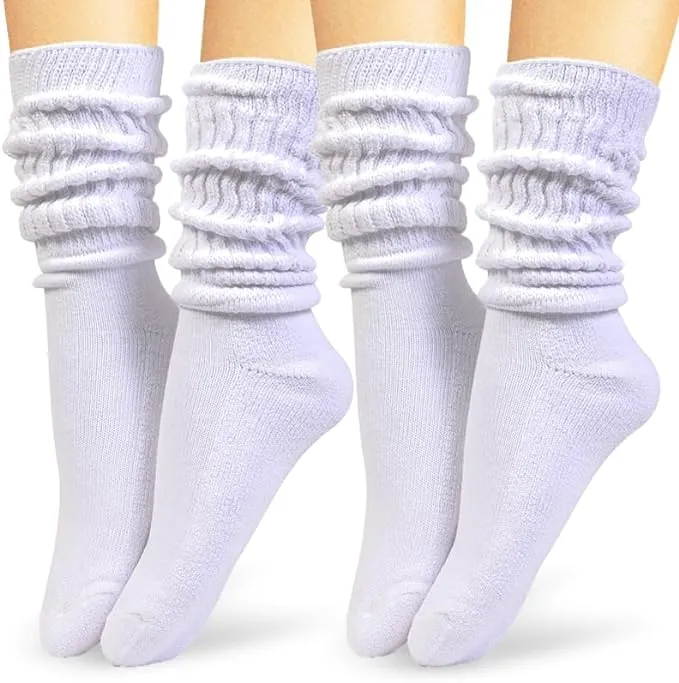 Women's Retro Slouchy Socks - 2 Pair Set for Iconic 80s & 90s Fashion - Size - 4-10