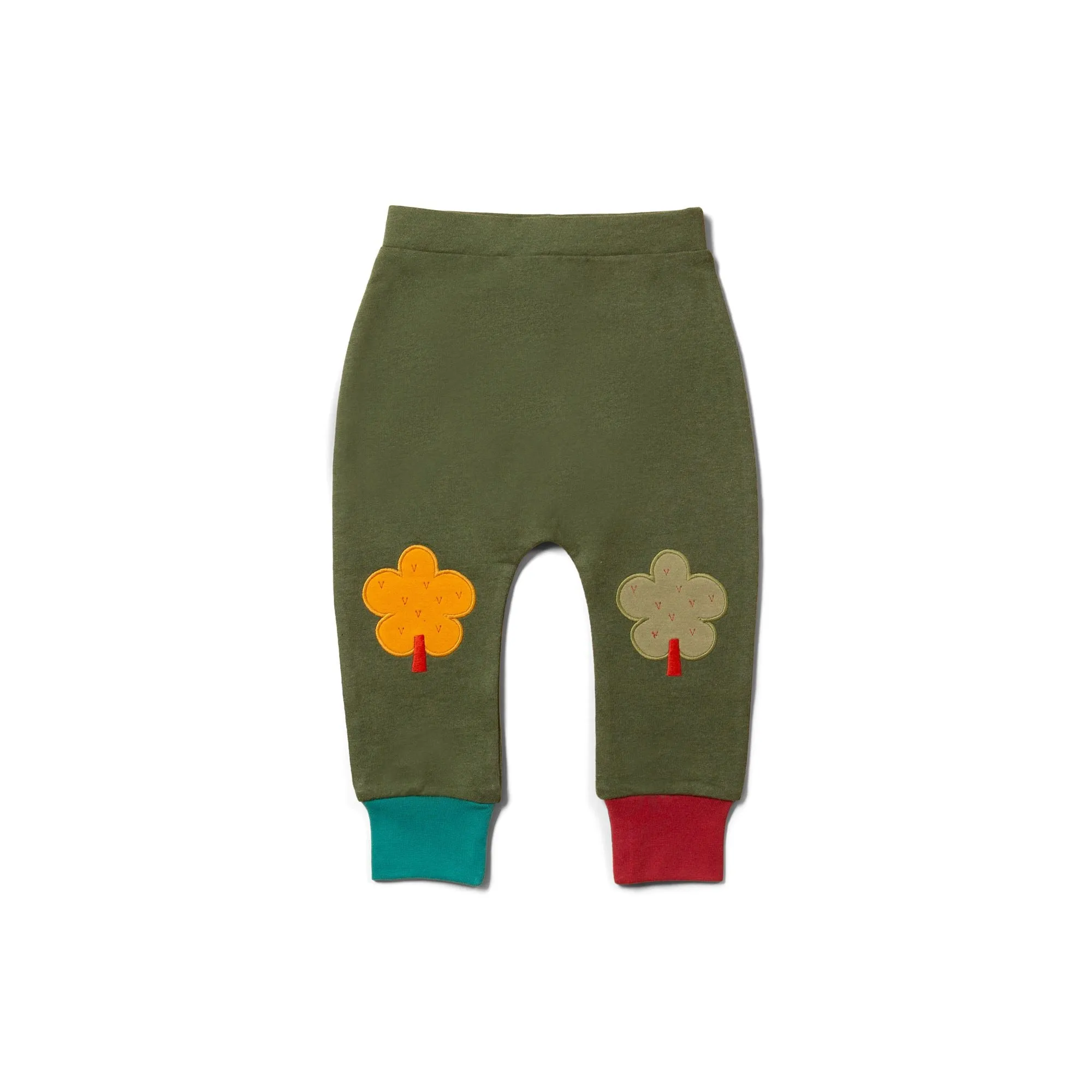 Woodland Green Leaf Knee Patch Joggers