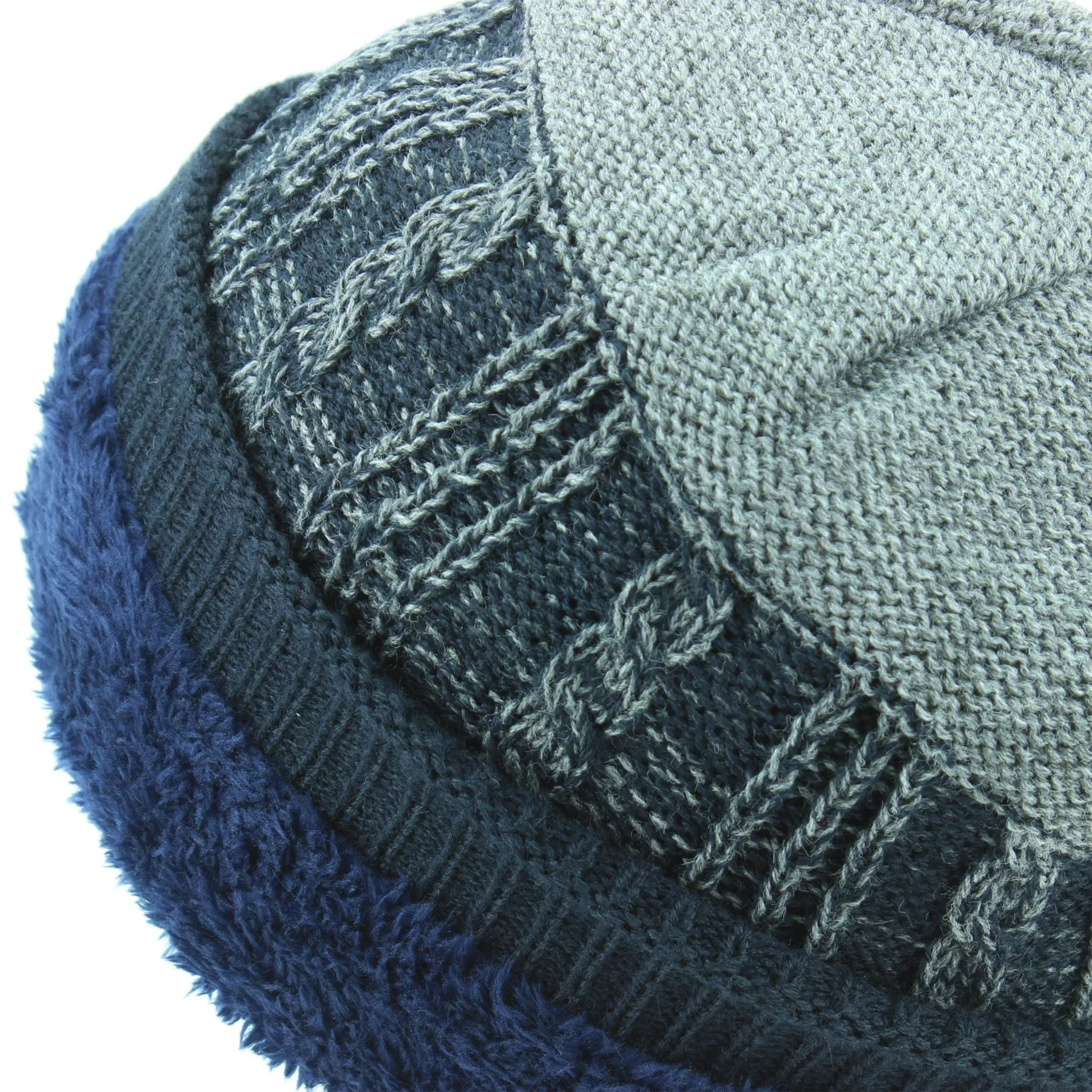 Wool Knit Baggy Slouch Beanie Hat - Navy