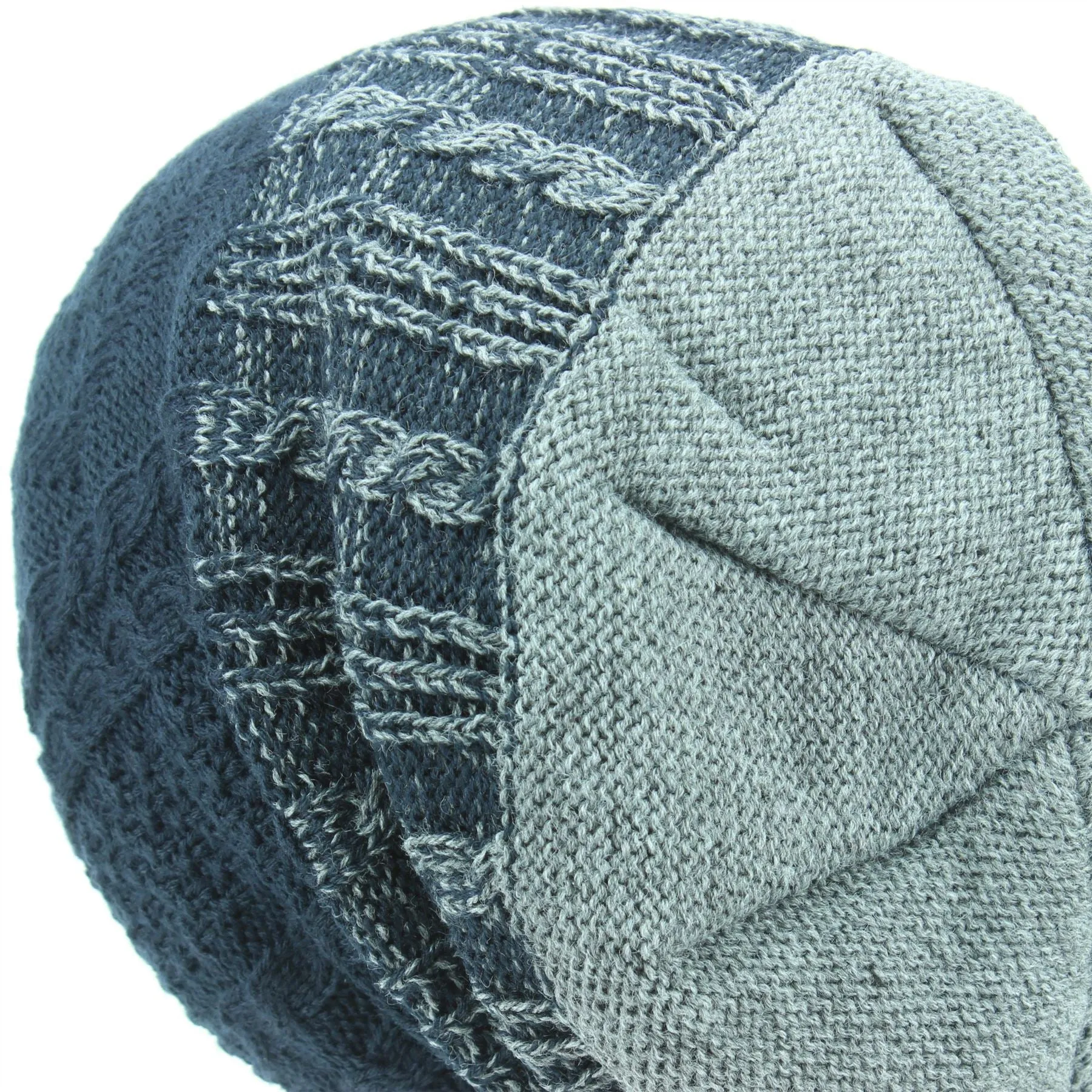 Wool Knit Baggy Slouch Beanie Hat - Navy