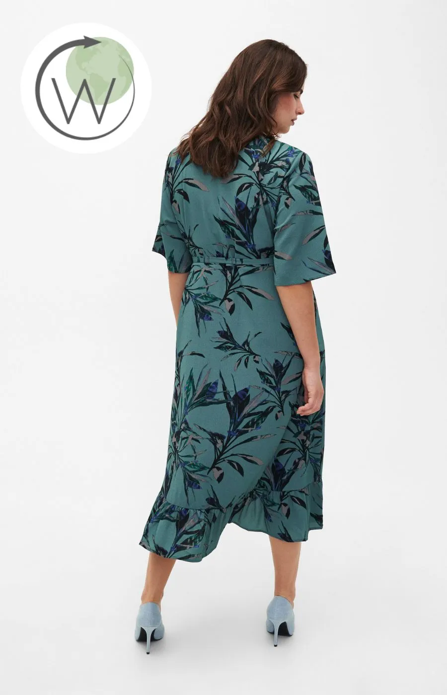 Zizzi Wrap Dress in Sea Pine Leaf