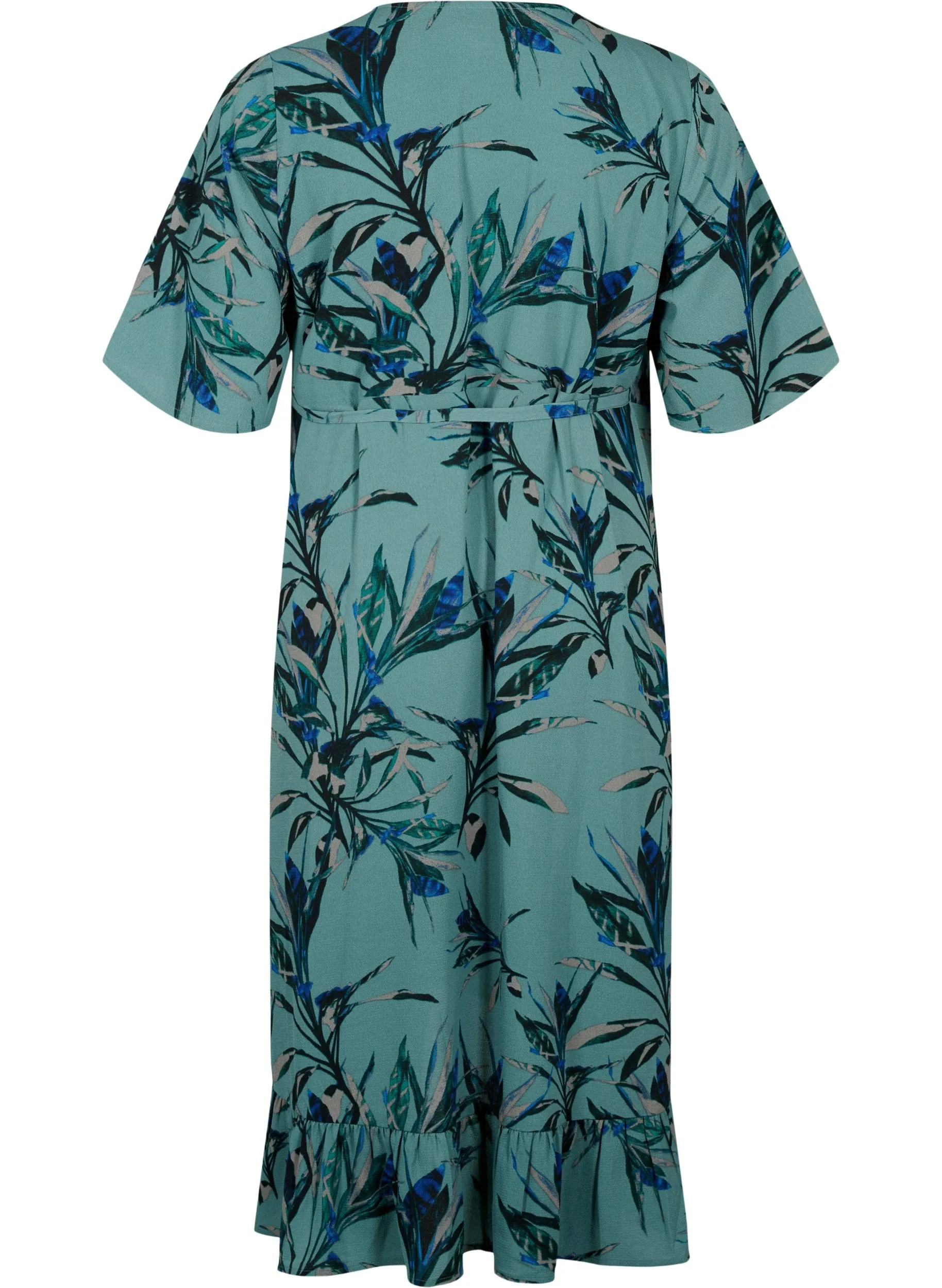 Zizzi Wrap Dress in Sea Pine Leaf